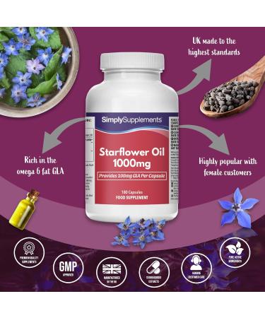 Starflower Oil 1000mg - 180 Capsules | Premium Quality Supplement - Buy Online on GoSupps.com