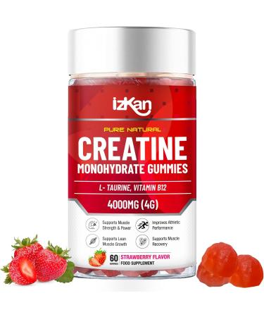 Pro Creatine Monohydrate Gummies 4000mg for Men & Women - 60 Chewable Creatine Gummies Strawberry Flavoured Creatine | Pre Workout Gym Supplement| Keto | Vegan | (30 Days Supply) 1 - Buy Online on GoSupps.com
