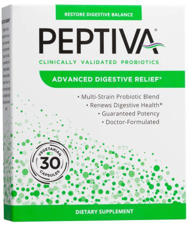 Peptiva Clinically Validated Probiotics Advanced Digestive Relief 30 Vegetarian Capsules