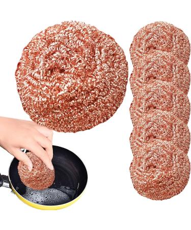 Copper Wire Cleaning Dishes Scrubber - 7x7x4cm Wire Metal Copper Scourer Pads | Heavy Duty Sponge Scourer Wool Brush Dish Scrubber Non-Stick Pot Copper Wire Ball Scourer for Cleaning Pan - Buy Online on GoSupps.com