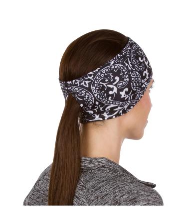 TrailHeads Women's Patterned Ponytail Headband - Black & White | Stylish Comfortable & Perfect for Active Lifestyle | International Shipping Available - Buy Online on GoSupps.com