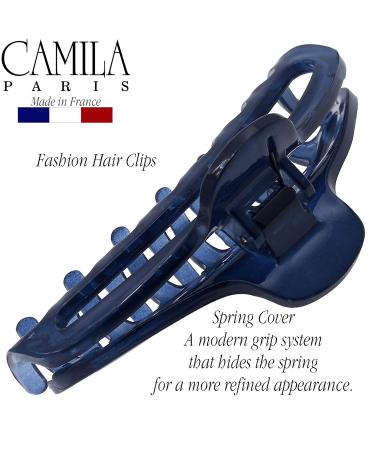 Camila Paris CP3220 French Hair Clip - Medium Narrow Blue Hair Claw for Women - Made in France - Strong Hold Styling Accessory - Buy Online on GoSupps.com