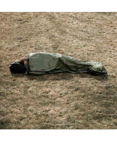 Survival Frog Tact Bivvy 2.0: Compact Waterproof Emergency Sleeping Bag with Carabiner & Survival Whistle - Lightweight Thermal Bivy Sack Cover in Tactical Green - Buy Online on GoSupps.com