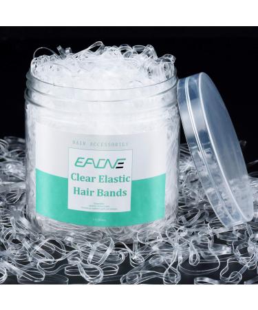 Clear Elastic Hair Rubber Bands, EAONE 1500Pcs Mini Hair Elastics No Damage Baby Hair Ties Small Tiny Ponytail Bands Stretch Elastics for Girls Women Braiding Hair Accessories with Box Package 1500 Count (Pack of 1) 1 Clear