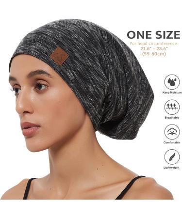 Silk Satin Sleep Cap Bonnet for Natural Curly Hair | Adjustable Night Cap - HEATHER BLACK - Buy Online on GoSupps.com