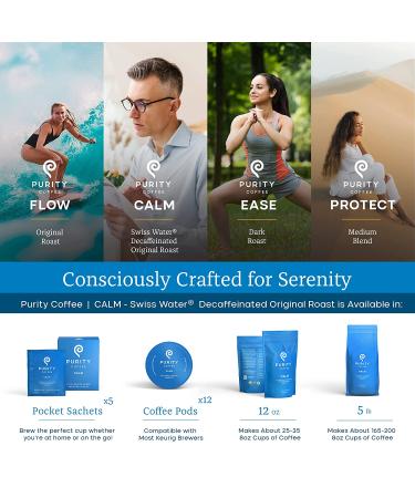 Purity Coffee CALM Decaf Medium Roast Organic Single-Serve Coffee Pods - 12 ct Box | USDA Certified Organic Specialty Grade Arabica | Third Party Tested for Mold, Mycotoxins & Pesticides - Buy Online on GoSupps.com