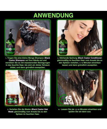 P-Beauty Castor Oil Shampoo with Biotin 3x300ml for Hair Growth Natural Hair Care & Scalp Care | Anti Hair Loss Shampoo - Buy Online on GoSupps.com