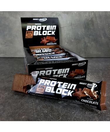 Best Body Nutrition Protein Block - Chocolate | 51% Protein 15 x 90g Bars 1.3kg | High-Quality Protein Snack for Fitness & Health - Buy Online on GoSupps.com
