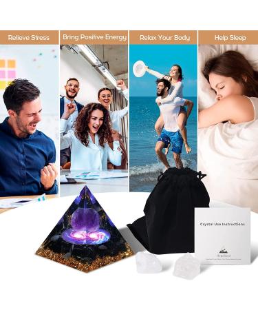 Hopeseed Orgone Pyramid - Amethyst & Obsidian Healing Crystal for Positive Energy, Stress Reduction, Chakra Reiki, and Meditation - Attracts Luck and Success - Buy Online on GoSupps.com