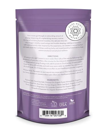 Natural Sitz Bath Salt for Postpartum Care & Hemorrhoid Relief | Epsom & Dead Sea Salt Soak - 32 oz by Pure Body Naturals - Buy Online on GoSupps.com