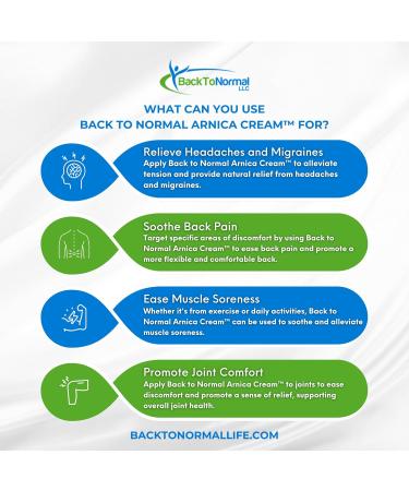 Back To Normal Arnica Cream - Extra Strength 2 oz | FDA Registered Pain Relief for Joints & Muscles - Buy Online on GoSupps.com