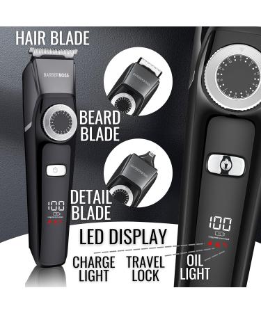 BarberBoss 3 in 1 Facial Grooming Kit Hair Clippers Men 100% Waterproof Mens Grooming Kits Hair Trimmer Men Beard Trimmer Men Hair Beard & Detail Grooming Set - Buy Online on GoSupps.com