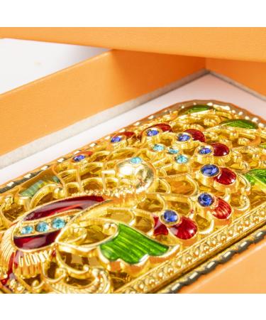 Vintage Gold Peacock Metal Vanity Mirror | Foldable Travel Makeup Pocket Mirror - Buy Online on GoSupps.com