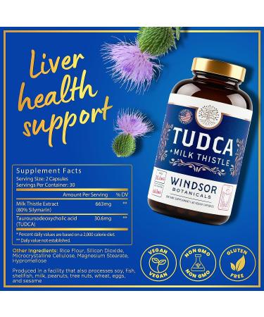 Advanced TUDCA & Silymarin Milk Thistle Extract - Liver Health Formula - 663mg Silybum Marianum - Bile Salts Supplement - 60 Caps - Buy Online on GoSupps.com