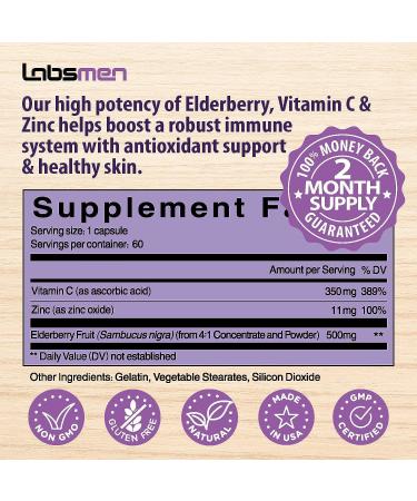 Sambucus Elderberry Zinc Vitamin C Supplement - Immune Support for Adults - 2 Month Supply - Buy Online on GoSupps.com