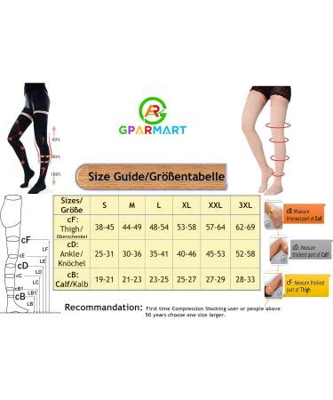 Buy GPAR Premium Medical Compression Stockings Class 2 - Unisex Thigh-High (23-32 mmHg) for Varicose Veins Edema & Leg Pain - Black Size L International Shipping Available - Buy Online on GoSupps.com