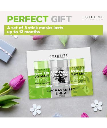 Green Tea Avocado Charcoal Clay Mask Stick Set - Purifying & Replenishing Skin Care Pack of 3 - Blackhead Remover, Anti-Acne Treatment, Deep Pore Cleanser - Gift for Women - Buy Online on GoSupps.com