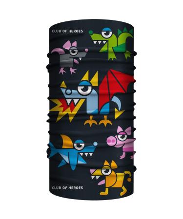 Club of heroes dragons hose scarf seamless multifunctional cloth 25 x 50 cm made of soft microfiber/bandana neckerchief Schluchuch loop scarf/animal animal motif animal figure dragon comic kids kids