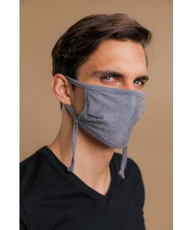 Cottonique Hypoallergenic Face Mask with Adjustable Earloops (2/Pack | Melange Grey) - Buy Online on GoSupps.com