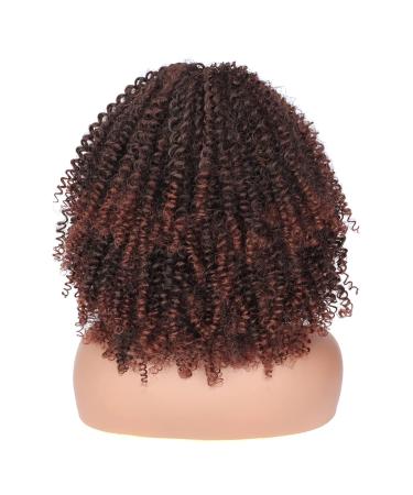 14-Inch Porsmeer Curly Afro Wig for Women | Fluffy Kinky Curly Bob in Dark Brown & Auburn | Volume Hair Wig for Black Women - Buy Online on GoSupps.com