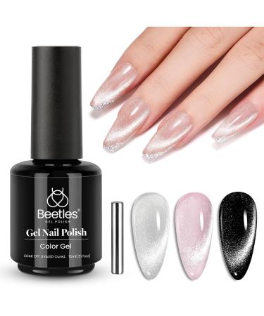 Beetles Cat Eye Gel Nail Polish 15ml Gel Polish Soak Off UV LED Nail Lamp 1 Color Silver Shimmer Velvet Gel Nail Polish Nail Art Manicure Salon DIY Home 0-0-15ML Star Cascade
