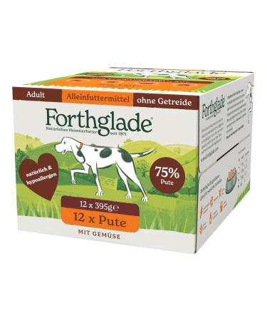 Forthglade Wet Dog Food (12 x 395g) - Grain Free Food with Turkey and Vegetables for Adult Dogs 1 Year and Older - Hypoallergenic Food for Sensitive Dogs