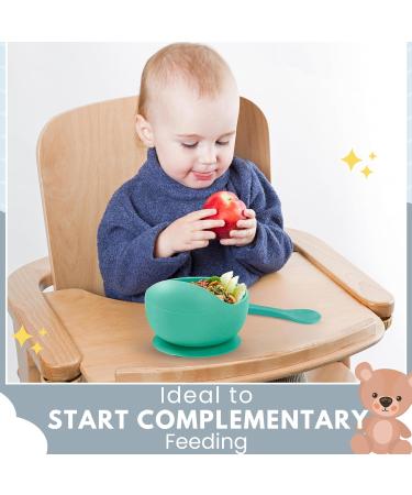 Xabono Baby Plates with Suction | BPA-Free, Easy-to-Wash Bowls & Silicone Spoon | Mint | SBBUK2022 - Buy Online on GoSupps.com
