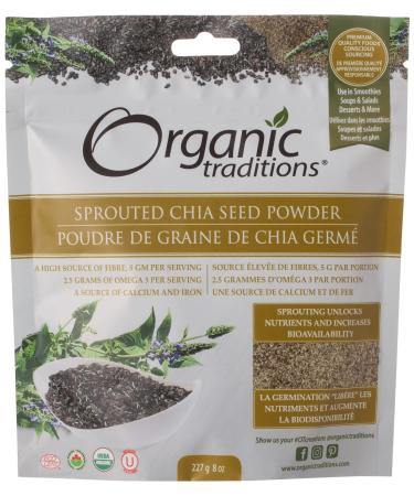 Organic Traditions Organic Sprouted Chia Seed Powder 8 oz (227 grams) Pkg