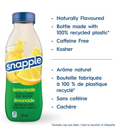 Snapple Naturally Flavoured Fruit Beverage Lemonade 473mL 12-Count Lemonade 1 Count (Pack of 12) - Buy Online on GoSupps.com