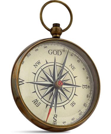 God is My Guide Brass Compass with Stand - Engraved Scripture Prayer Religious Gift - Perfect for Baptism, Confirmation, First Communion, Graduation - Buy Online on GoSupps.com