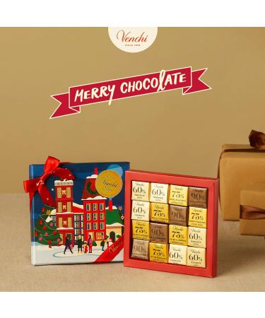 Venchi Coffret de No l avec 16 Mini Blend Noirs Chocolat noir 60% 75% et 90% dition Limit e 47 g Sans Gluten Sans Colorants ni Conservateurs Vegan Id e Cadeau de No l - Buy Online on GoSupps.com
