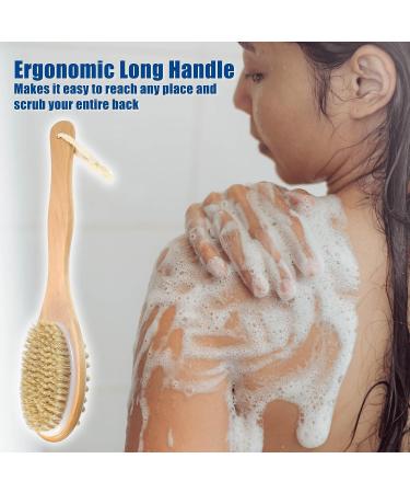 VOCOSTE Double Sided Bath Brush Back Scrubber - Long Handle - Brown - 14.6 Inches - Buy Online on GoSupps.com