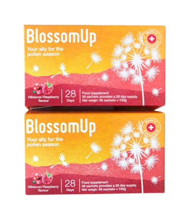 Blossomup drinking powder in hay fever and pollen allergy (raspberry hibiscus) 2 pack for 8 weeks-dietary supplements with a refreshing taste-Made in Switzerland raspberry hibiscus 150 g (2 pack)
