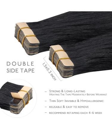 Salife Invisible Tape Extensions - 20Pcs 40g 30cm Deep Black Remy Real Hair - Silky Straight Skin Weft - Buy Online on GoSupps.com