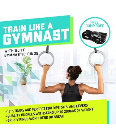 Elite Sportz Gymnastic Rings - Total Body Strength Training Set for Pull Ups - Non Slip Olympic Rings for Indoor Workouts - Buy Online on GoSupps.com