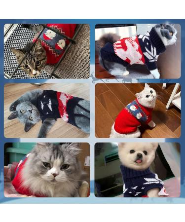 Ranypet Christmas Cat & Dog Sweater Set - 2 Pack Warm Knitted Christmas Pattern for Kittens & Small Dogs XS - Buy Online on GoSupps.com