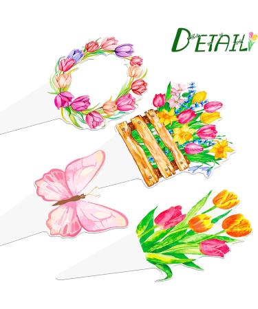 Tulips Cupcake Toppers 48Pcs Tulip Party Decorations Spring Flower Party Supplies Spring Tulips Cupcake Picks for Spring Mother's Day Decorations - Buy Online on GoSupps.com