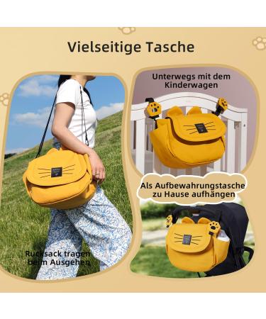 Sunveno Cat Diaper Bag - Large Capacity Mommy Travel Bag & Universal Baby Stroller Organizer in Yellow - Buy Online on GoSupps.com