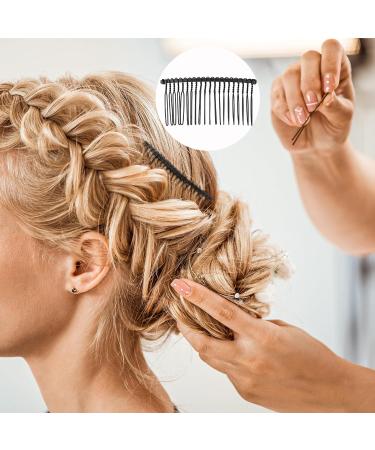 5 Piece 20 Teeth Metal Hair Side Combs for Women - Black Large Hair Comb for Bridal Veil & Wedding - Flat Iron Comb Attachment - Buy Online on GoSupps.com