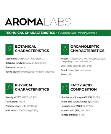 AROMA LABS Organic Tamanu Oil 50mL - 100% Pure Natural Cold Pressed - Cosmos Certified - French Brand - Buy Online on GoSupps.com