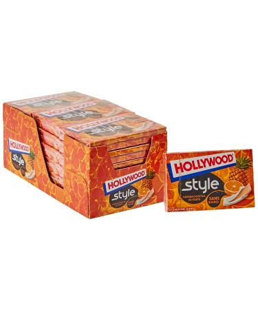 Hollywood Chewing Gum Style - Fruit Cocktail Fragrance - Sugar Free with Sweeteners - 18 Packs of 12 gums - 23g