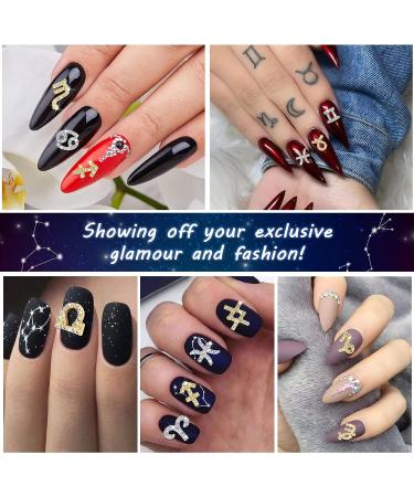 Noverlife 24PCS Zodiac Nail Charms: Gold & Silver Constellation Pendants for Nail Art - Buy Online on GoSupps.com