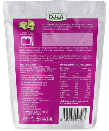 DJ&A Broccoli Florets Salt & Vinegar 12 x 25g - Buy Online on GoSupps.com