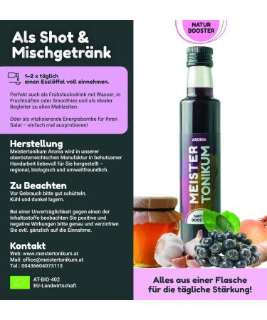 Master Tonic Aronia Organic Vinegar 250ml - 30% Aronia Berry Juice | Vital Smoothie & Salad Dressing | Immunity Booster with Turmeric Lemon Garlic Ginger - Buy Online on GoSupps.com