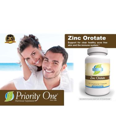 Priority One Vitamins Zinc Orotate 100 Vegetarian Capsules - Support Healthy Immune System - Buy Online on GoSupps.com