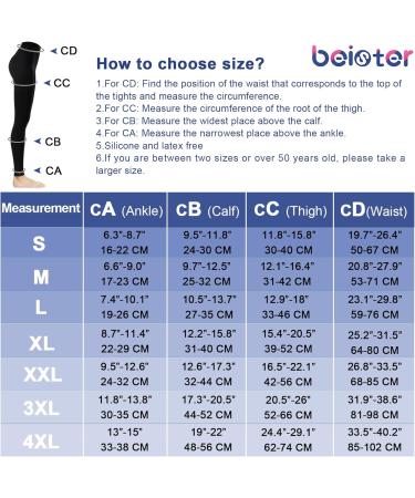 Beister Medical Compression Pantyhose 20-30mmHg Graduated Support Tights for Varicose Veins - Black XL - Buy Online on GoSupps.com
