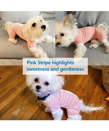 TONY HOBY Striped 4-Legged Dog Pajamas in Pink & White - Size L (Chest 18, Back 14) - Buy Online on GoSupps.com