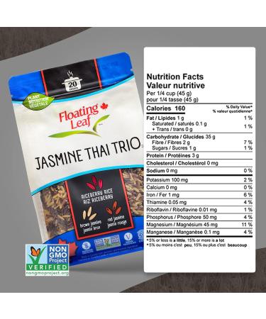 Pack of 3 x 400g Jasmine Thai Trio Riceberry Rice (Jasmine Black Rice) Brown Jasmine Rice and Red Jasmine Rice Non Gluten Non-GMO Kosher and Vegan - Floating Leaf - Buy Online on GoSupps.com