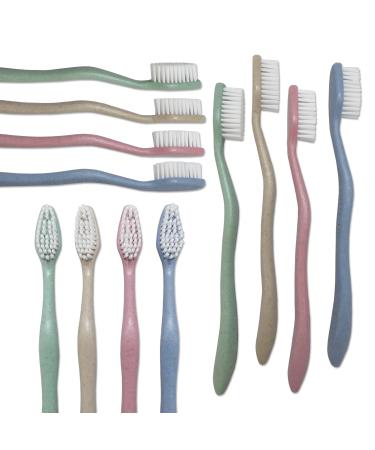 Wheat Straw Toothbrushes for Adults Bulk Pack of 20 Manual Toothbrushes Individually Wrapped