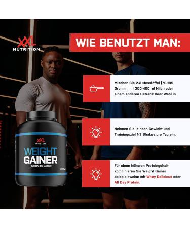 XXL Nutrition Weight Gainer - 2500g Protein Powder for Muscle Mass & Building | EAA BCAA Low Fat - Vanilla Flavor - International Shipping Available - Buy Online on GoSupps.com